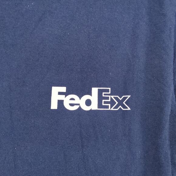FedEx Employee T Shirt Womens Size M Blue Graphic Logo Spell Out - Picture 9 of 12